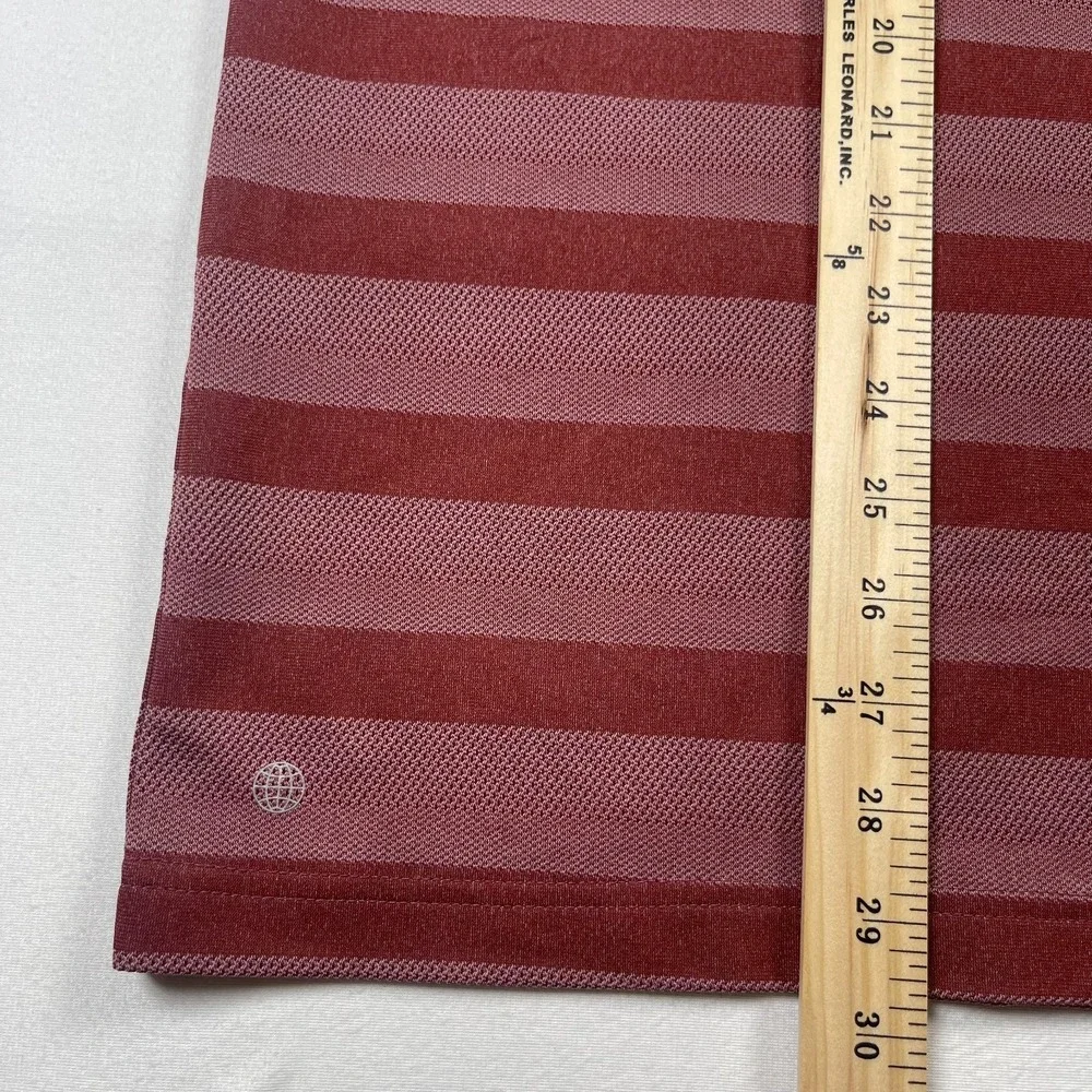 Adidas Polo Shirt Men's Large Red‎ Striped Logo Short Sleeve Performance Golf